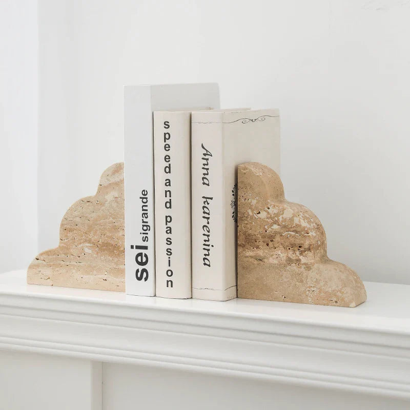 Afralia™ Travertine Wave Bookends: Stylish Decorative Holders for Heavy Books