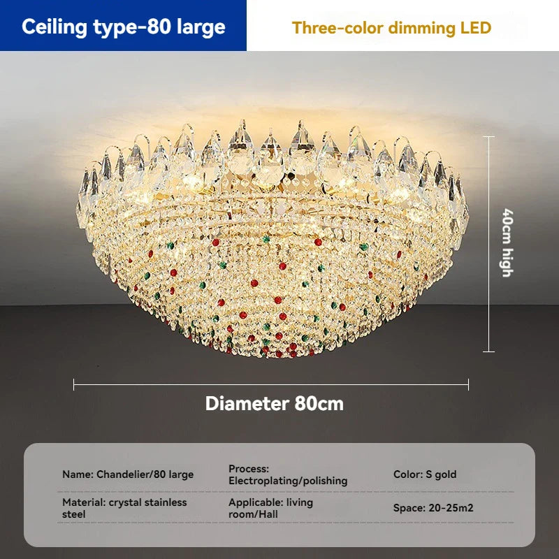 Afralia™ French Crystal Chandelier Creamy Style Modern Living Room Lighting