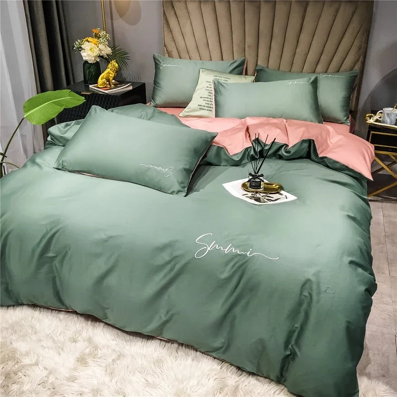 Afralia™ Egyptian Cotton Bedding Set with Sheet Pillowcase Blanket Cover - Queen King Size