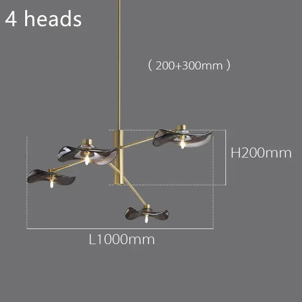 Afralia™ Glass Lotus Leaf Chandelier: Elegant Lighting for Bedroom, Living Room, Hall.