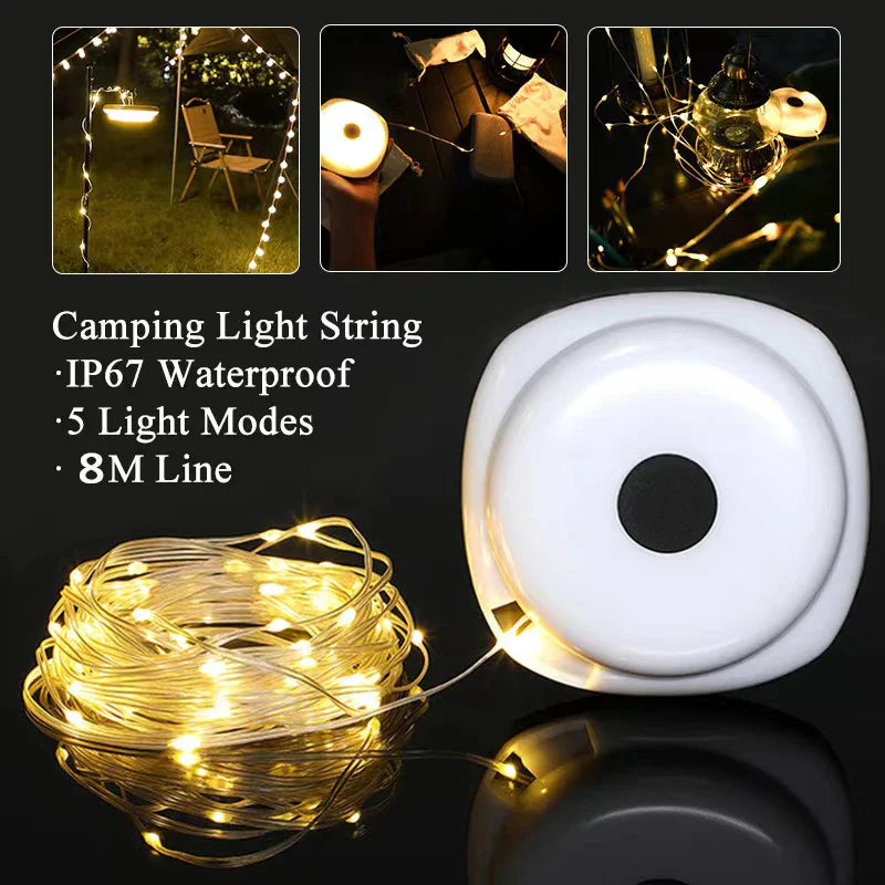 Afralia™ LED Camping Light Strip 8M Length Waterproof Outdoor Garden Decor Lamp