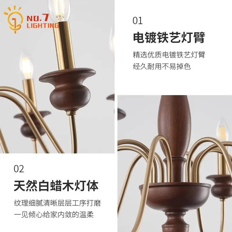 Afralia™ Retro LED Candle Chandelier for Bedroom Living Room Bar