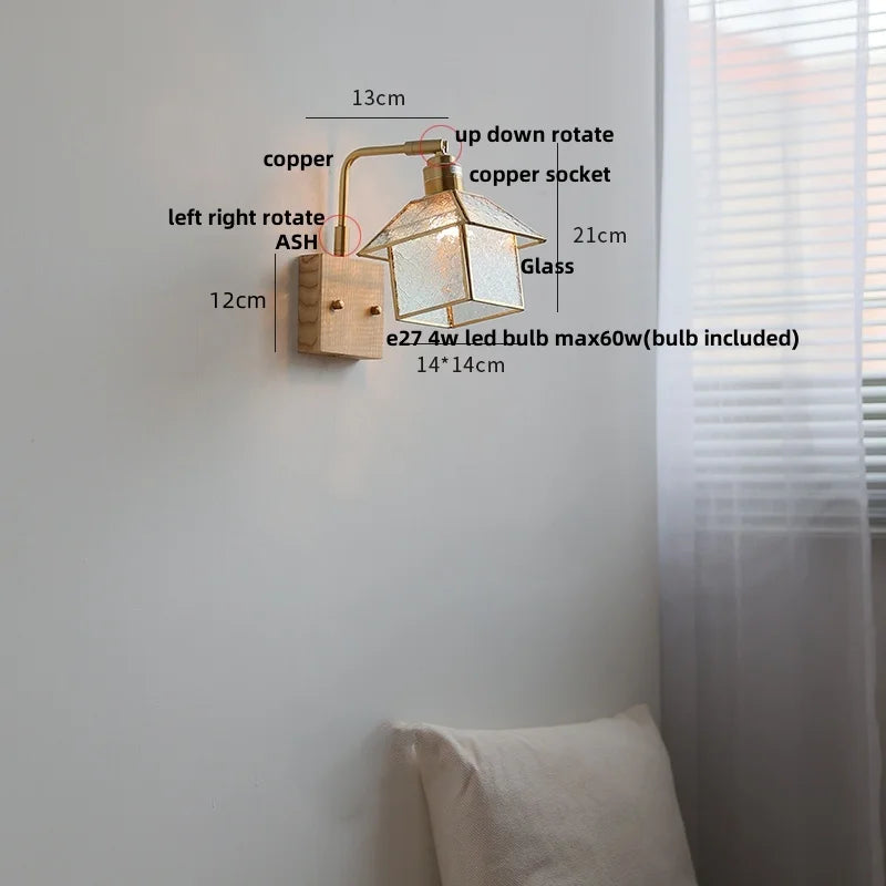 Afralia™ Vintage LED Wall Lamp Sconce with Rotatable Glass Shade & Pull Chain Switch