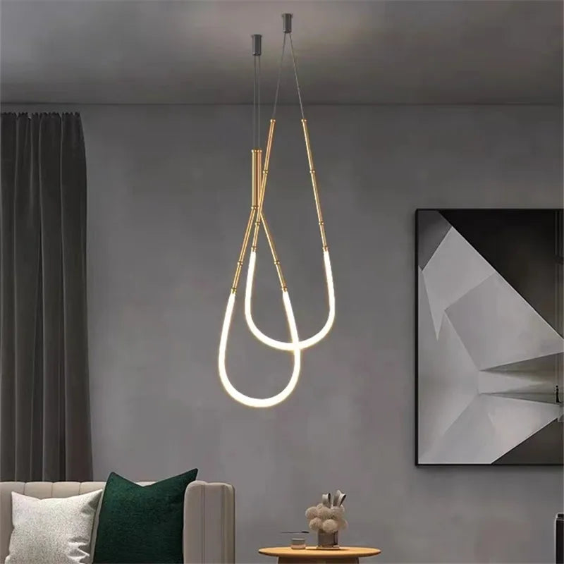 Afralia™ Leda Black Line Chandelier: Stylish Luminaire for Dining & Living Room; Stairwell Lighting