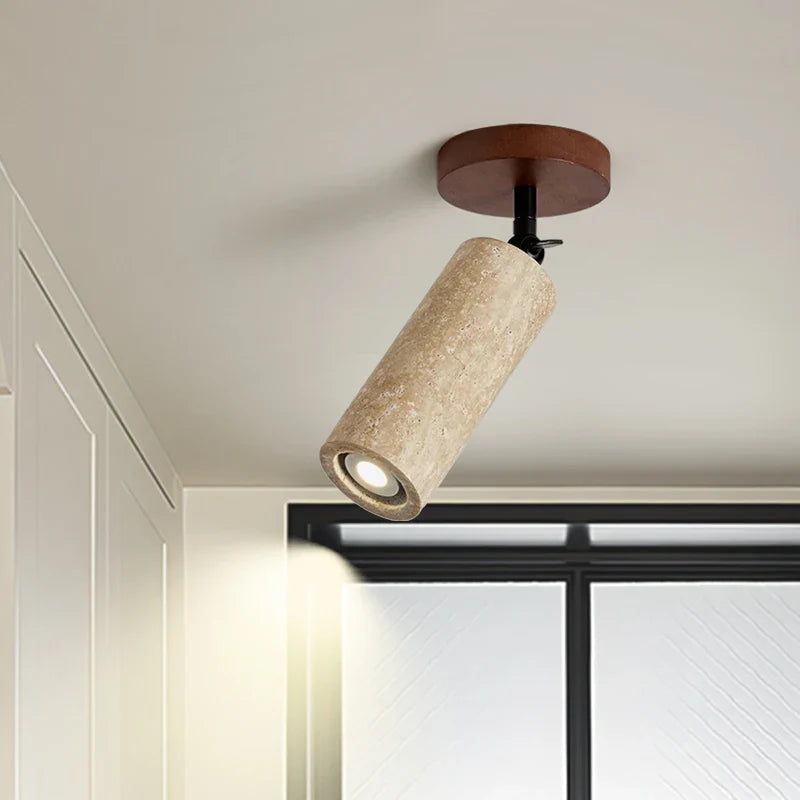 Afralia™ Yellow Travertine LED Ceiling Light - Modern Wabi-sabi Style for Living Room