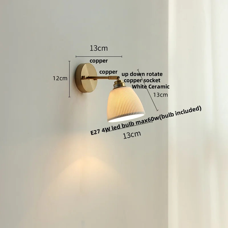 Afralia™ Nordic Ceramic LED Wall Light with Pull Chain Switch - Modern, Simple, Rotating