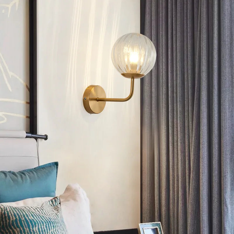 Afralia™ Glass Ball LED Wall Lamp: Gold Nordic Minimalist Sconces Lighting Bedroom Decor Fixtures