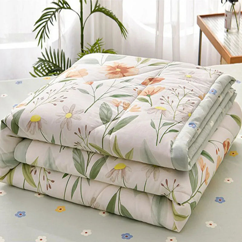 Afralia™ Multi Floral Patchwork Cooling Blanket: Skin-friendly Air-Conditioner Quilt with Washed Cotton