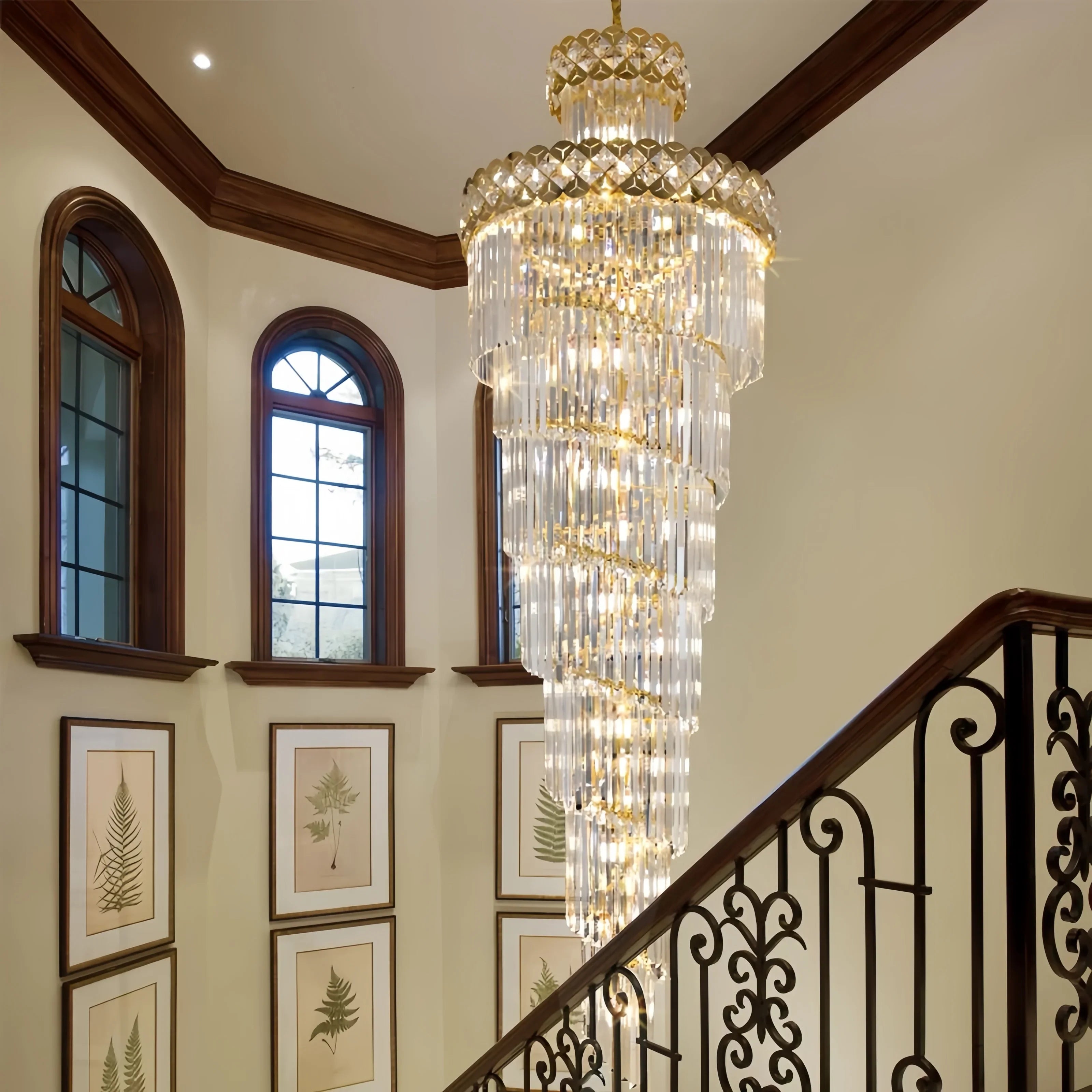 Afralia™ Luxury Crystal Chandeliers: Rotating Pendant Light for Villa, Hotel, Lobby, Living Room