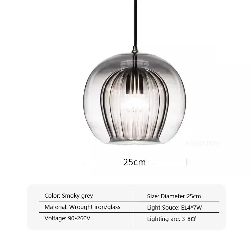 Afralia™ Nordic Glass Pendant Light LED Hanging Lamp for Home Indoor Decor