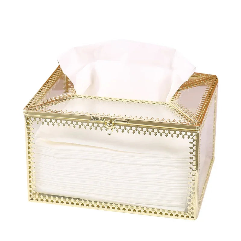 Afralia™ Metallic Glass Napkin Holder Nordic Luxury Home Organizing Decor
