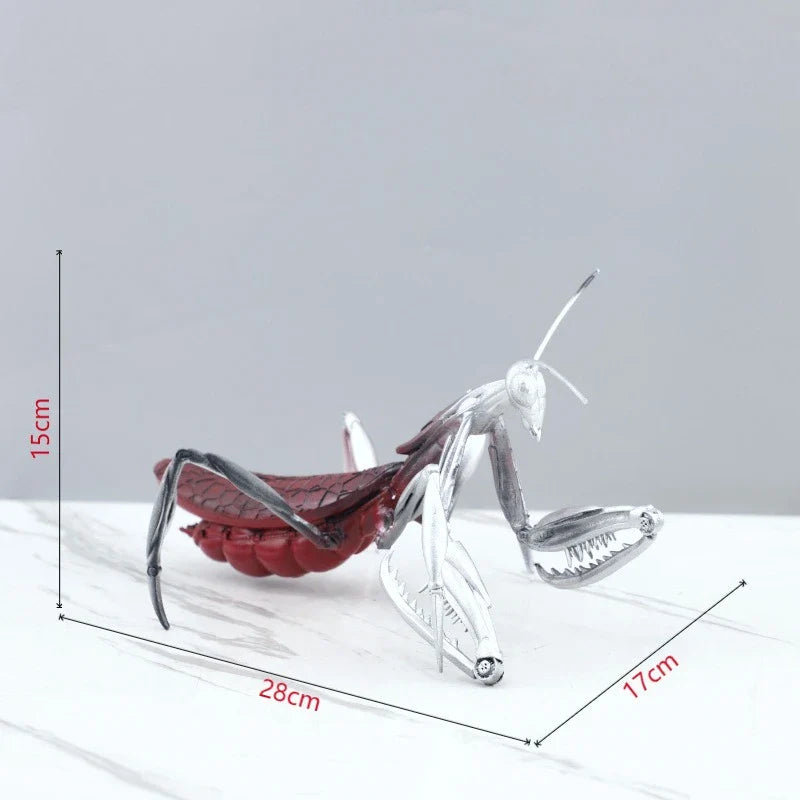 Afralia™ Simulated Insect Sculpture Mantis Silver Decor Figurine Metal Home Decor Accessory