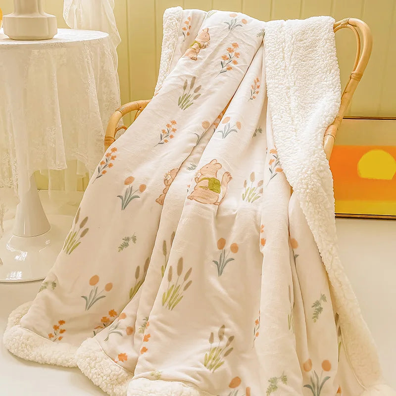 Afralia™ Cozy Milk Velvet Cartoon Blanket for Single Bed, Student Dorm: Spring & Autumn Blanket