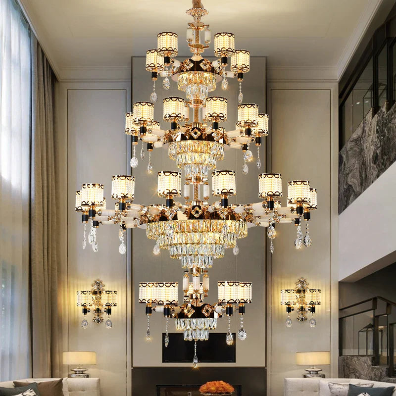 Afralia™ Luxury Crystal Chandelier Dining Living Room Bedroom Pendant Lamp