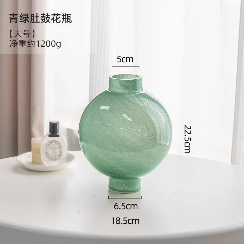 Afralia™ Marble Pattern Glass Vase for Home Decor