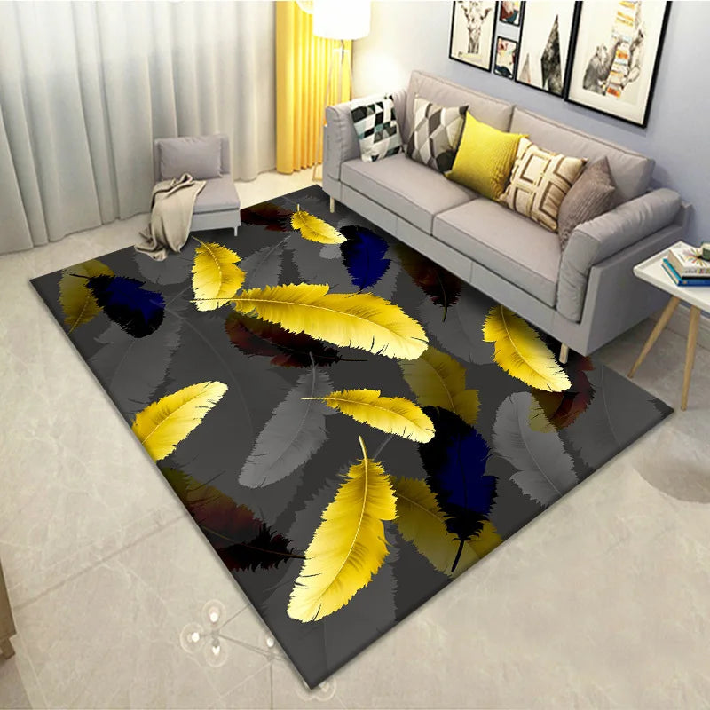 Feather Print Velvety Home Carpets by Afralia™: Quality Rugs for Living Room and Bedroom