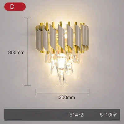 Afralia™ Crystal Gold Stainless Steel LED Dimmable Wall Sconce