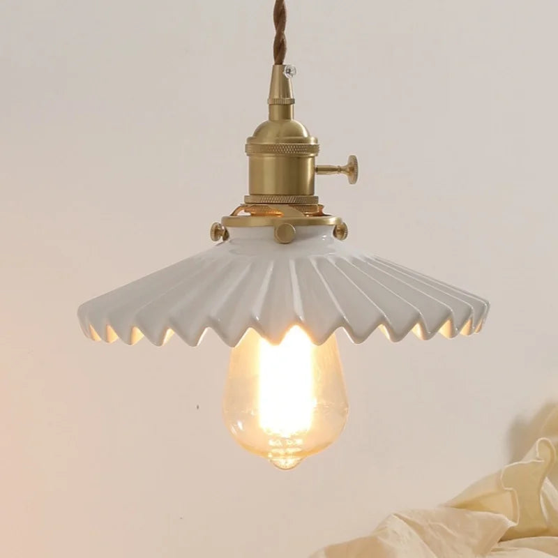 Afralia™ Ceramic Walnut Wall Sconce with Knob Switch for Bedroom Living Room