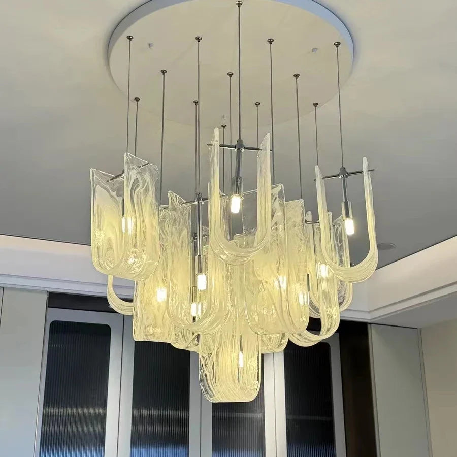 Afralia™ Postmodern Glass Chandelier Luxury Pendent Lamp for Living Room, Dining Room, Staircase