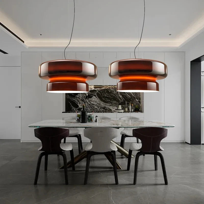 Afralia™ Red Glass Hanging Ceiling Lamp LED Pendant Light Fixture