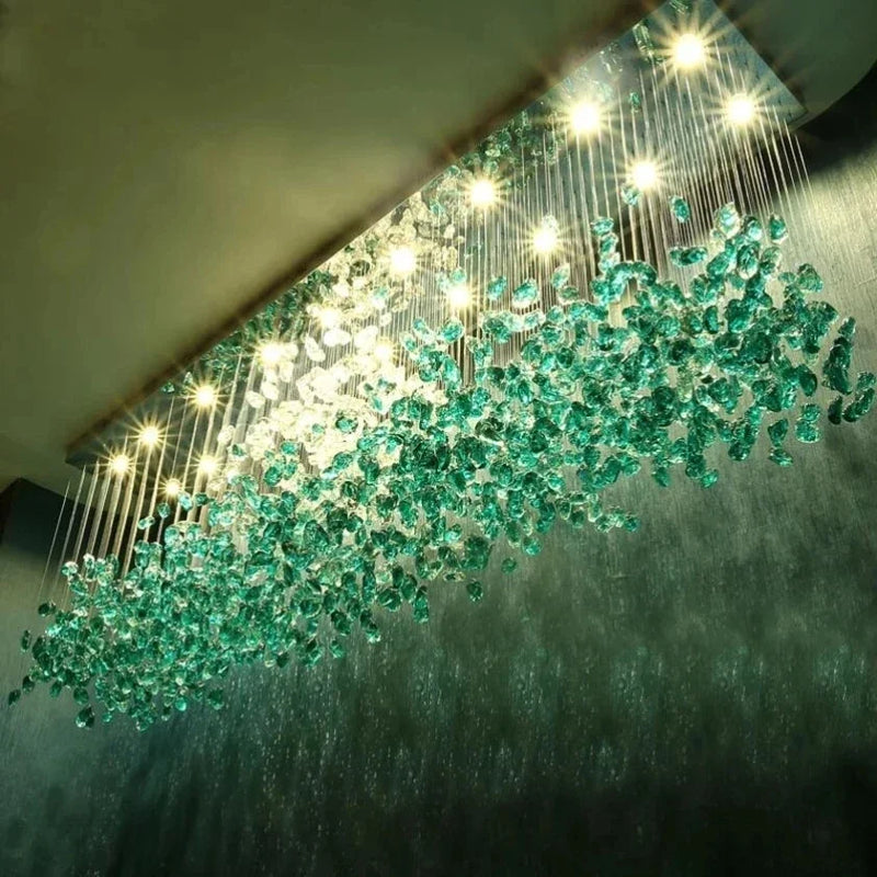 Afralia™ Stone Crystal LED Chandelier: Modern Luxury Lighting Fixture for Living Room Decor