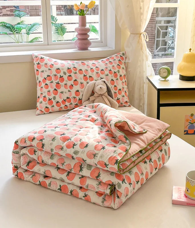 Afralia™ Cartoon Printed Summer Lightweight Cooling Blanket for Kids and Students.