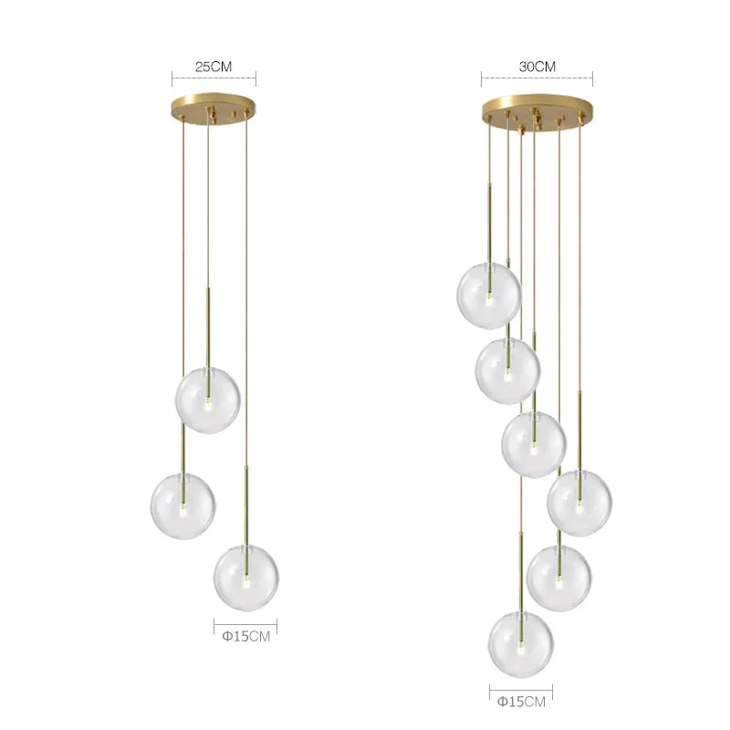 Afralia™ Glass Ball Chandelier Pendant Lights for Modern Luxury Living Room Decor