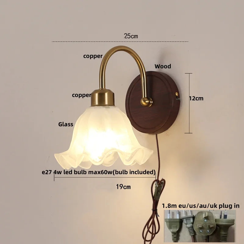 Afralia™ Glass LED Wall Sconce with Pull Chain Switch for Hallway, Bedroom, and Foyer