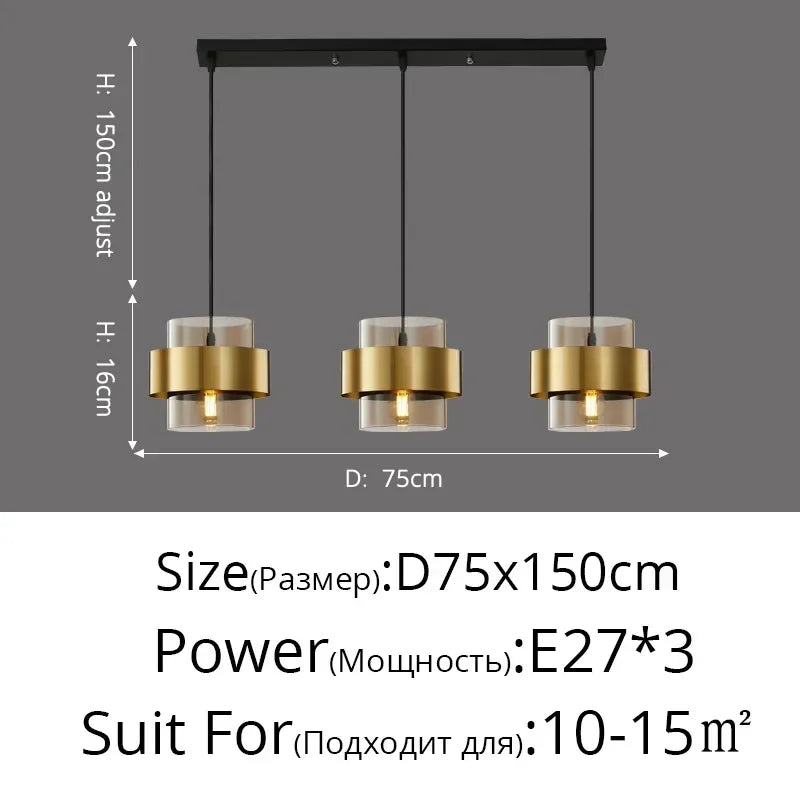 Afralia™ Luxury Golden LED Pendant Chandelier for Aisle, Restaurant, Bedroom - Postmodern Minimalist