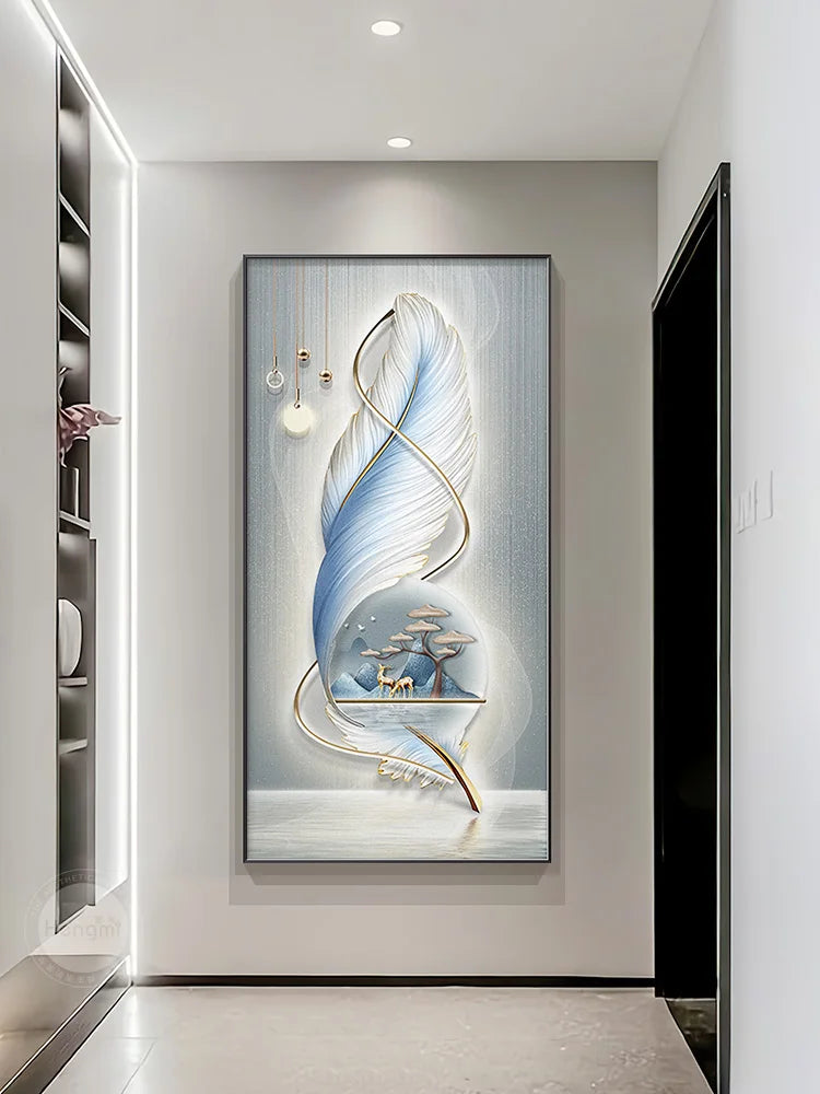 Afralia™ Feather Hanging LED Wall Lamp for Home Decor