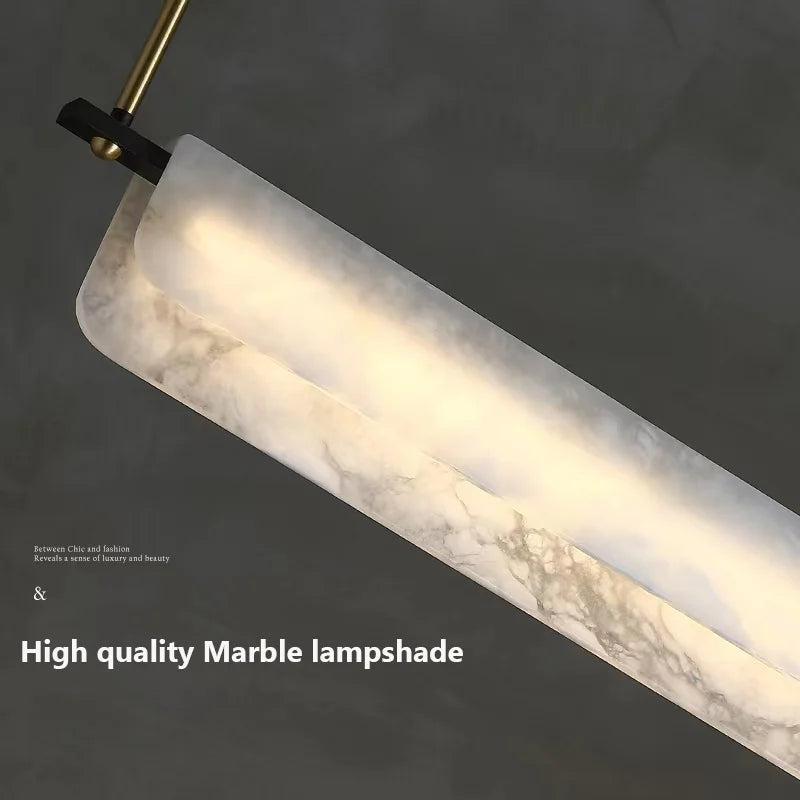 Afralia™ Marble Long Strip LED Chandelier - Luxury Modern Minimalist Table Lamp