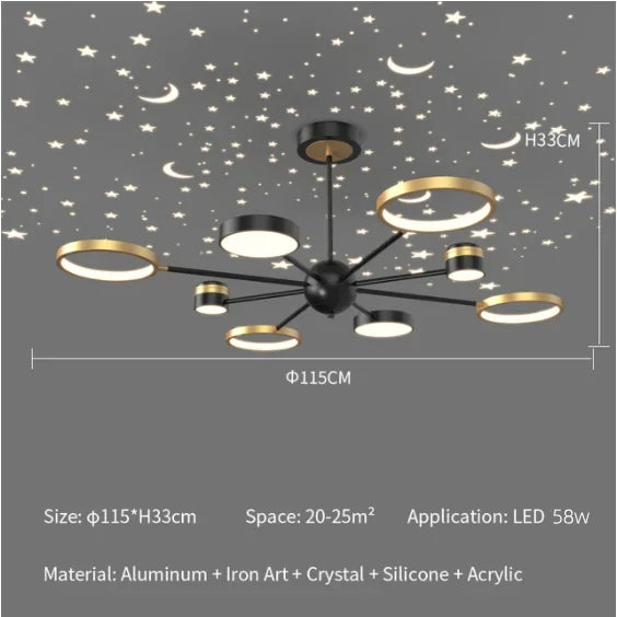 Afralia™ Starry Sky LED Chandelier: Modern Interior Lighting Fixture for Living Room, Bedroom Decor