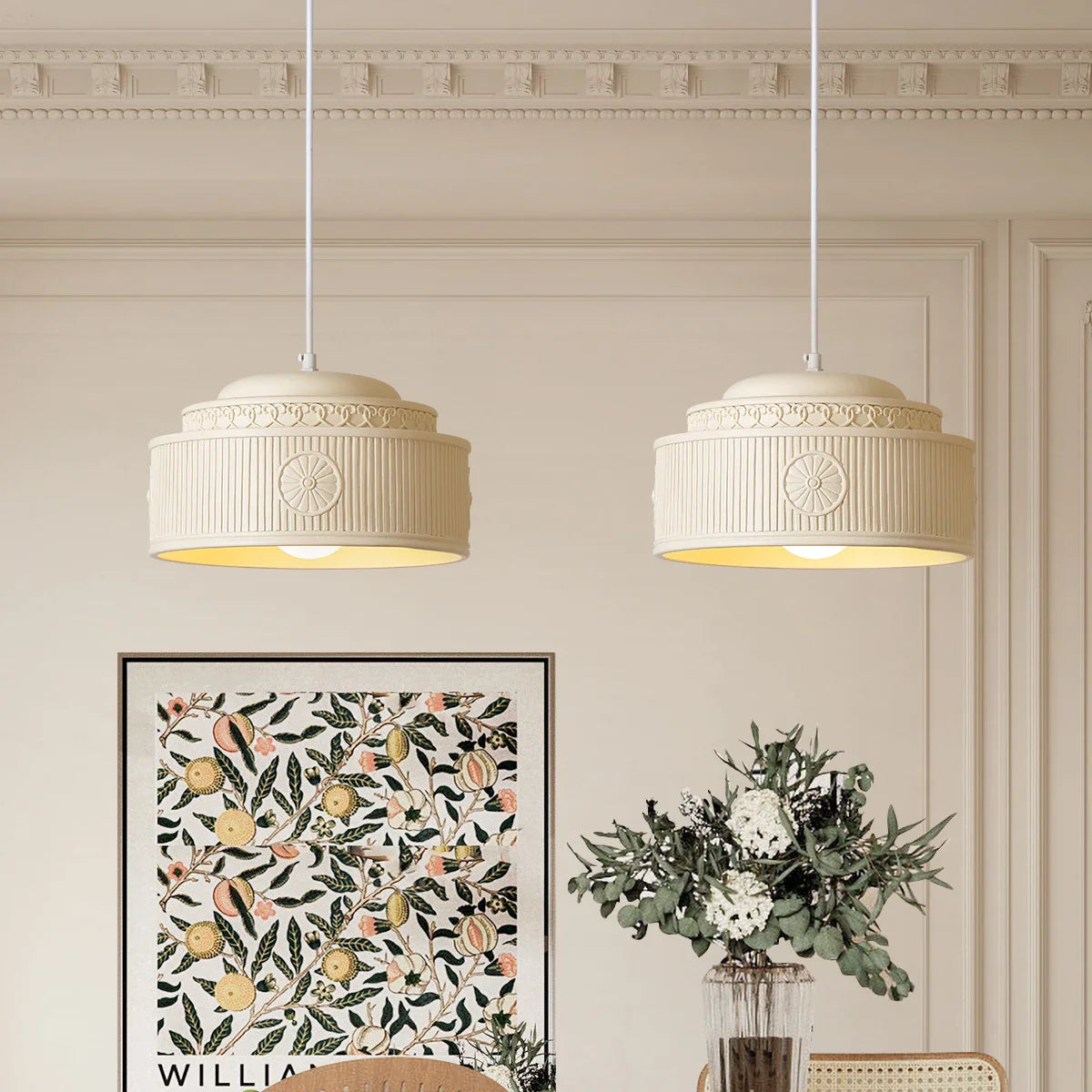 Creamy Resin Pendant Lights by Afralia™ for Bedroom & Living Room Lighting