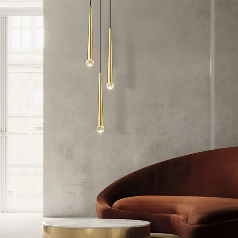 Afralia™ Crystal Pendant Lights: Modern LED Gold Hanging Lamp for Bedside, Bar, Restaurant