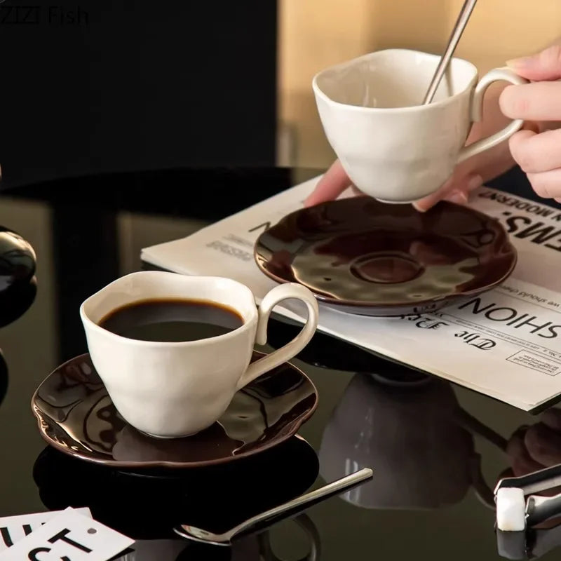 Afralia™ Flower Saucer Ceramic Tea Coffee Cup Set: Elegant Dining Table Drinkware
