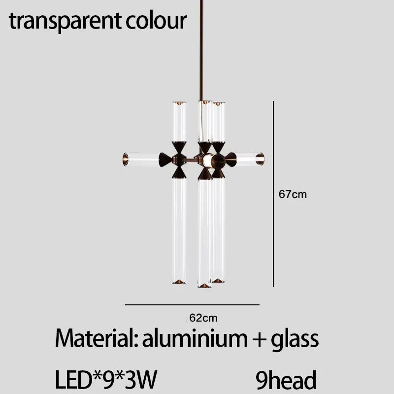 Afralia™ Glass Tube Chandelier: Modern LED Pendant Lamp for Living Room, Bedroom, Cafe, and Dining Room.