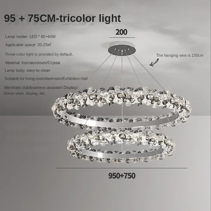 Afralia™ Sun Flower Crystal LED Ring Pendant Chandelier - Luxury Nordic Ceiling Light