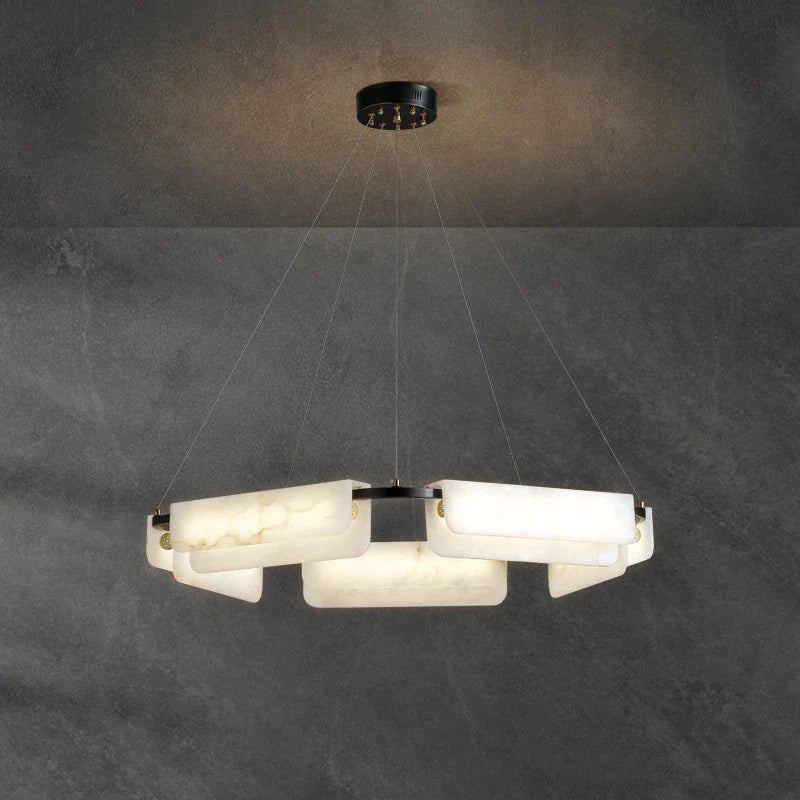 Afralia™ Marble LED Ceiling Chandelier, Dimmable Dining Room Pendant - Modern Minimalist Decorative Lighting