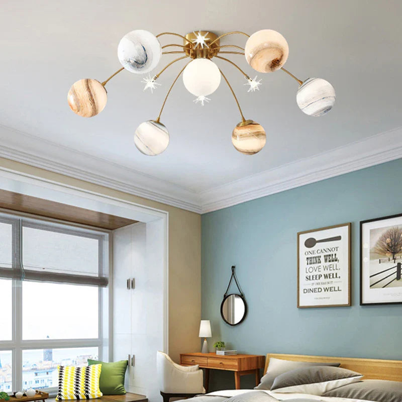 Afralia™ Art Deco Planet Ball Pendant Lamp Gold Metal G9 Bulb - Elegant Hanging Light Fixtures