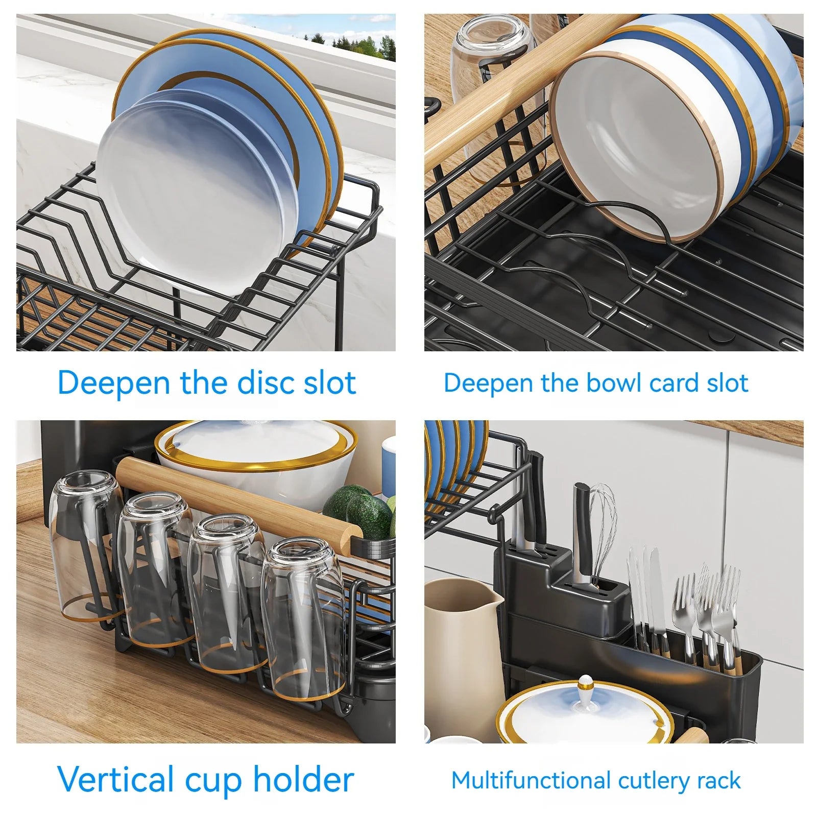 Afralia™ Kitchen Utensil Drainer Rack with Chopstick Cage and Drainboard