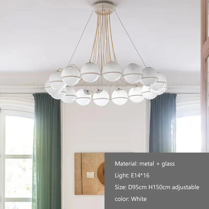 Afralia™ Modern Round Chandelier White Glass Ball Lamps
