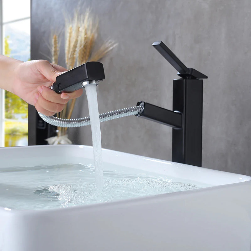 Afralia™ Black Basin Faucet Vintage Single Handle Hot Cold Mixer Tap