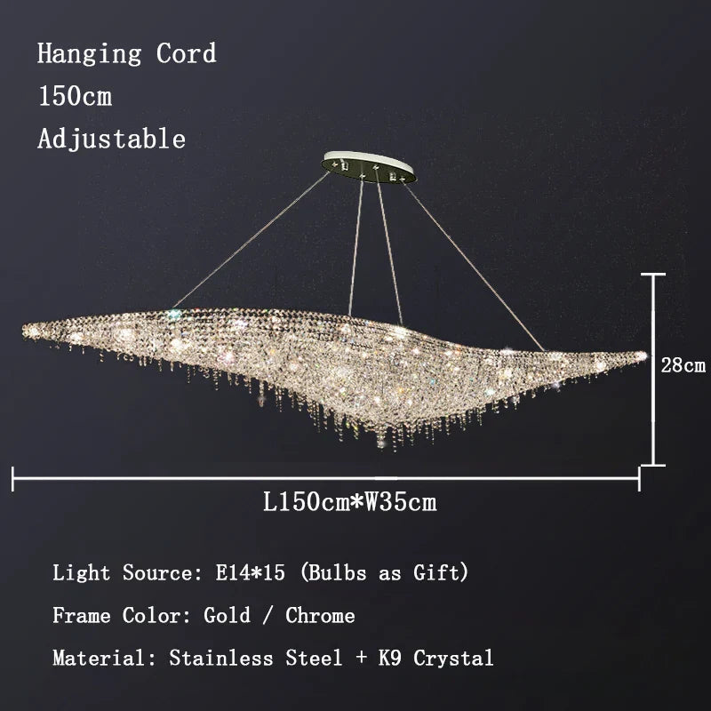 Afralia™ Chrome Crystal LED Ceiling Chandelier for Luxe Dining Room