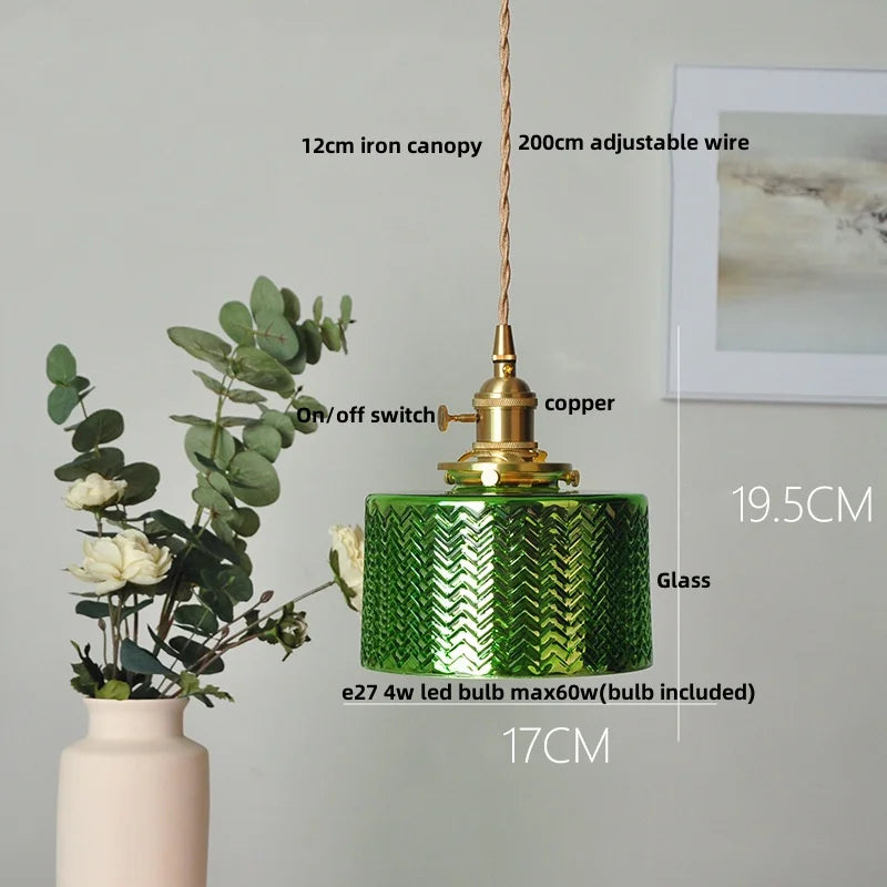 Afralia™ Yellow Glass Wire LED Pendant Light - Modern Nordic Home Decor