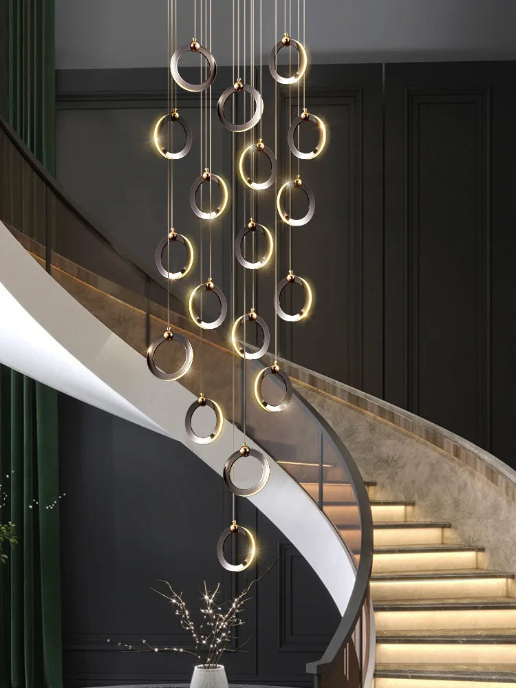 Afralia™ Modern Black Gold Chandelier for Loft Living Room - Luxury Minimalist Lighting