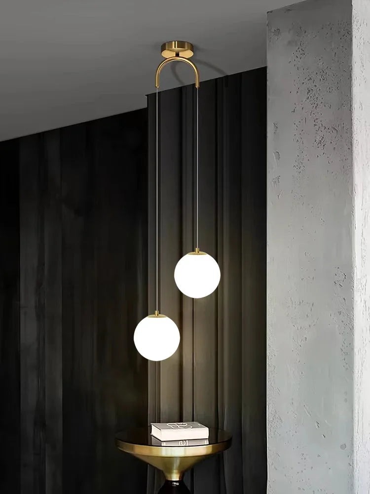 Afralia™ Nordic Glass LED Pendant Chandelier - Gold Hanging Lamp for Dining Room, Bedroom, Restaurant