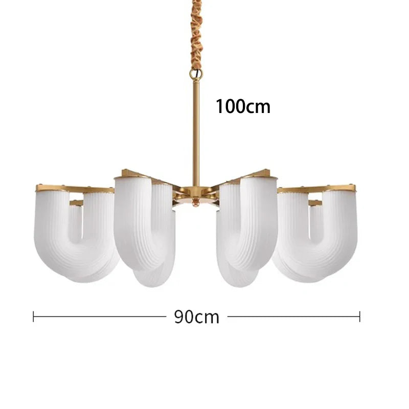 Afralia™ Luxury U Shaped Glass Pendant Light for Elegant Dining Room Decor