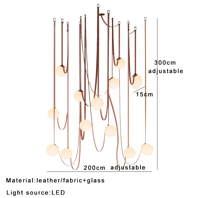 Afralia™ Modern Glass Fabric Ceiling Chandelier - DIY Installation Strip Light Fixture