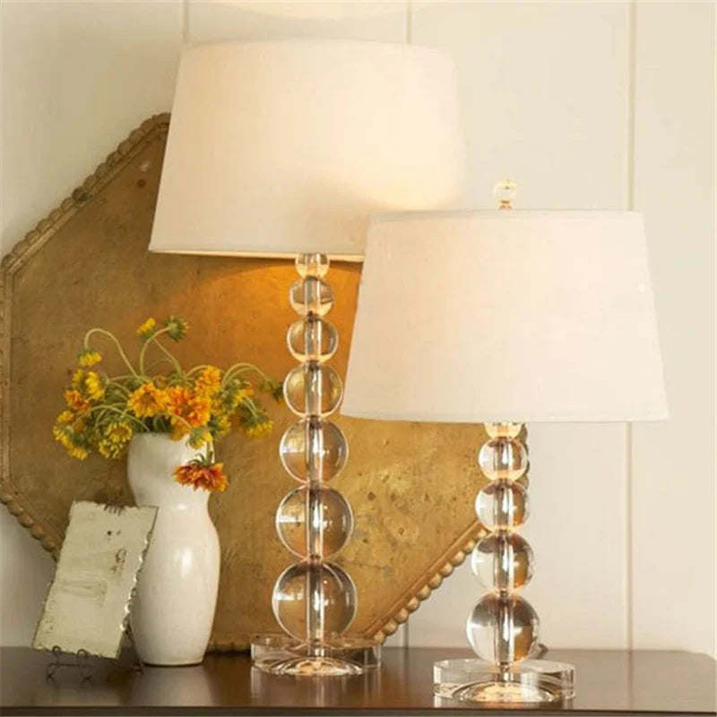 Afralia™ Modern White Crystal Ball Table Lamp LED E27 Decorative Desk Light