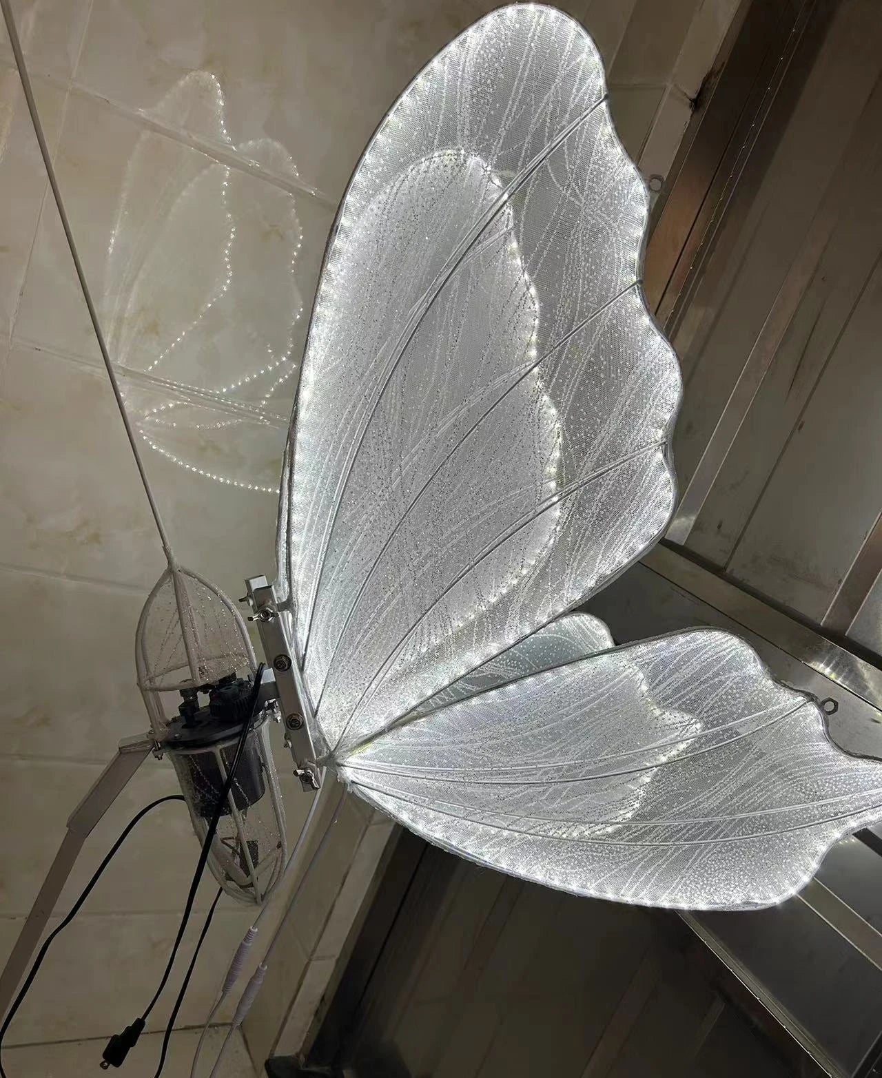 Afralia™ LED Butterfly Wing Lace Hanging Lamps for Romantic Decoration and Party Lights
